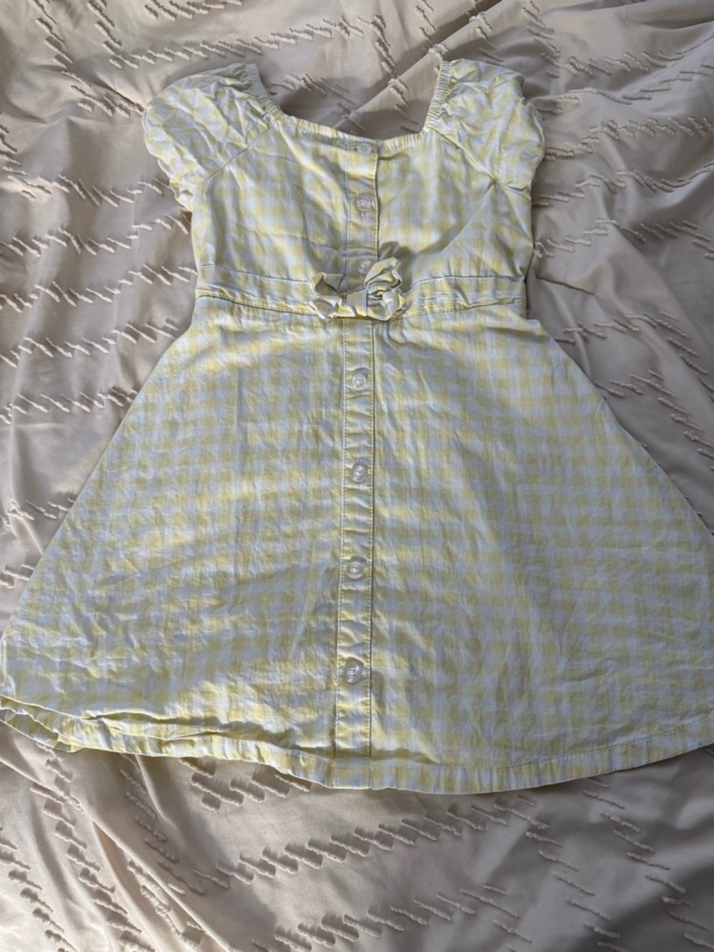 Yellow Gingham Button-Front Dress